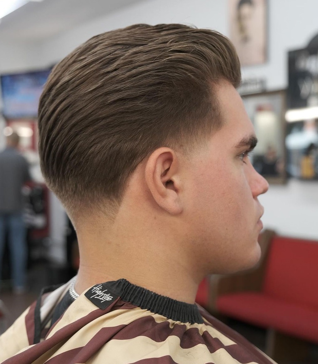 Pompadour with Low Taper Fade