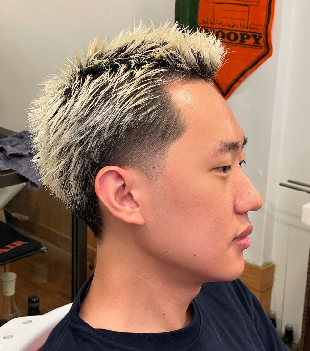 Hairstyle with Short Bleached Spikes