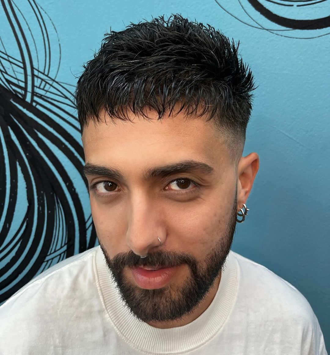 Short Spiky Hairstyle with Temple Fade