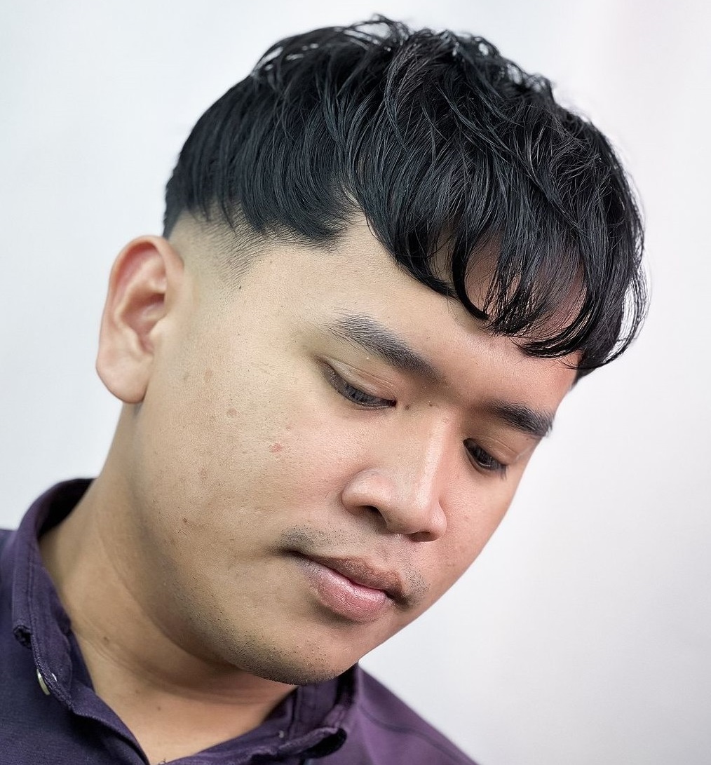 Male Haircut with Forward Swept Fringe